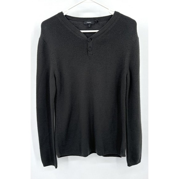 Theory Gray Wool Pullover Sweater 2 Button Men’s Sz L - Picture 1 of 7